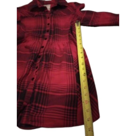 FreeShirt Women's Size Small Red & Black Long Plaid Shirt - Picture 3 of 7